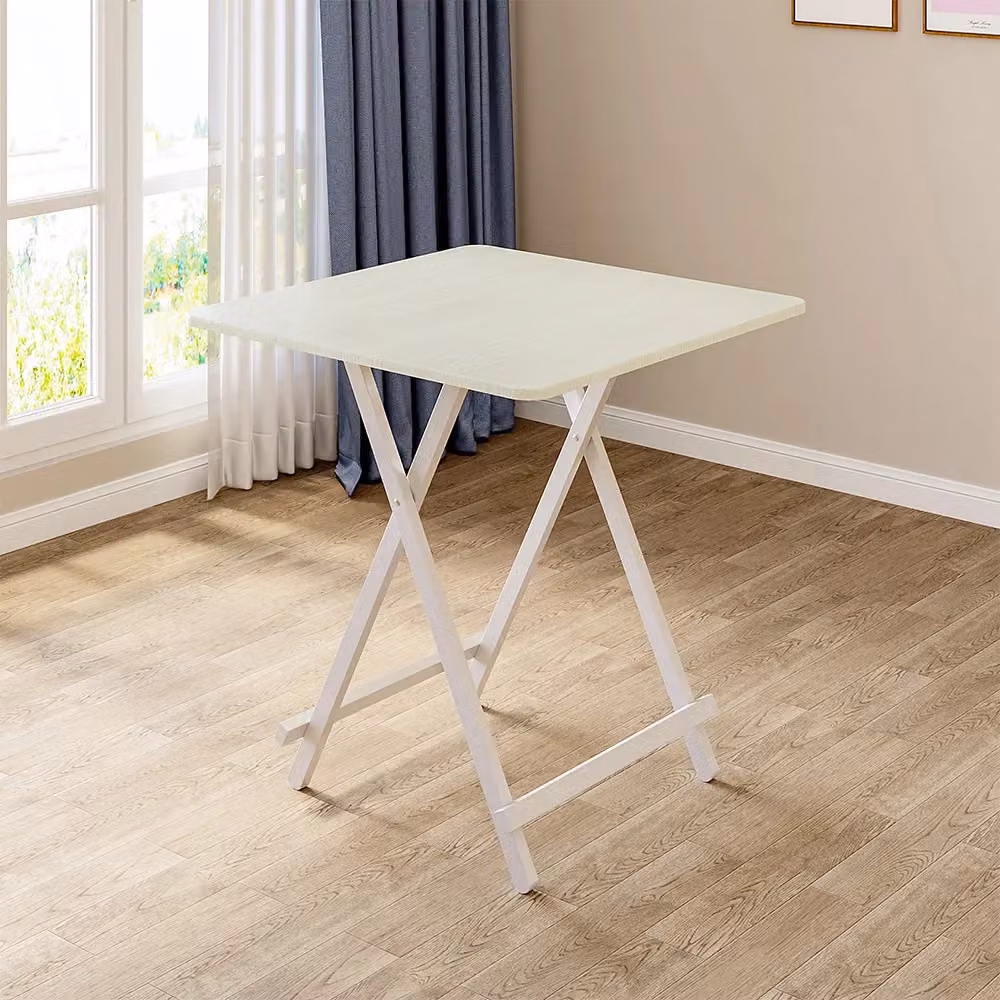 Living and Home White Folding Wooden Dining Table, W/D/H: 70 x 70 x 74 cm – 2
