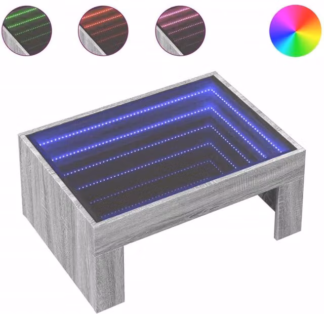 Berkfield Home Infinity LED Coffee Table in Grey Sonoma, W: 70 cm, D: 50 cm, H: 30 cm – 1