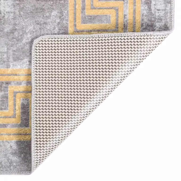 Berkfield Home Washable Geometric Round Anti Slip Rug, Grey, Diameter: 100 cm