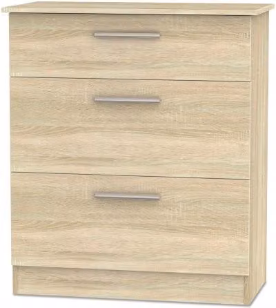 Welcome Furniture Contrast 3 Drawer Deep Low Chest of Drawers in Beige