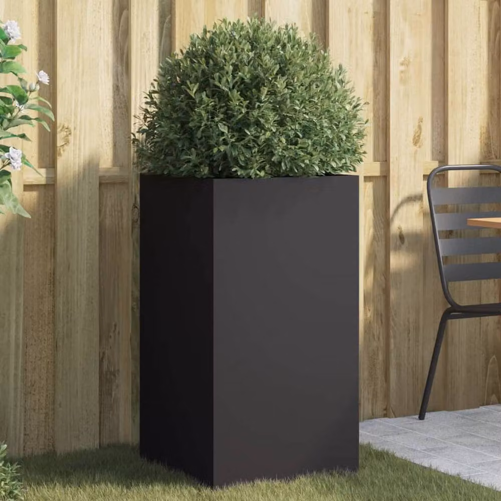 Berkfield Home Steel Planter Tub, Black, W/D/H: 42 x 38 x 75 cm – 2