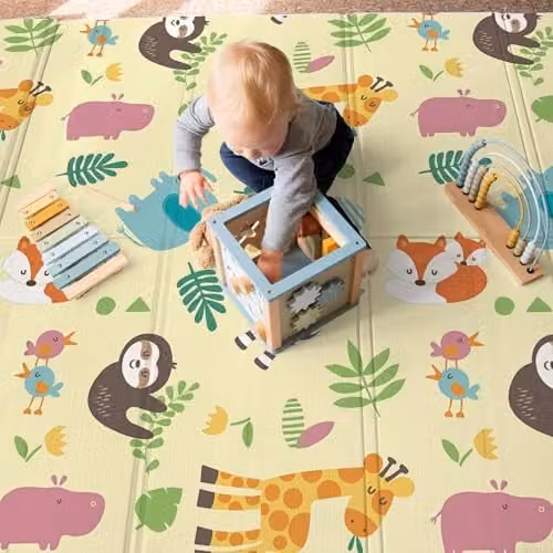 KandyToys Multicolour Foldable XPE Foam Baby Play Mat, W/D: 120 x 90 cm
