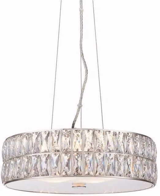 Netlighting Verina LED 5 Light Cylindrical Pendant in Chrome with Clear Crystal Glass – 1