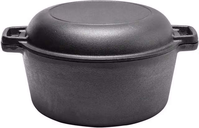 KORVIXA Uncoated Black Cast Iron Casserole Pot – 1