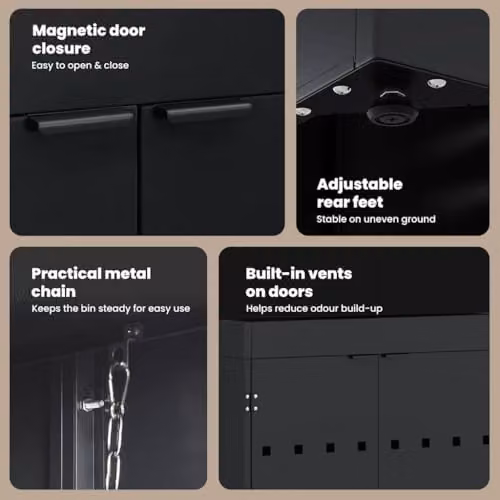 vidaXL Wheelie Bin Storage for 6 Bins, Black, W/D/H: 408 x 77.5 x 121.5 cm – 4