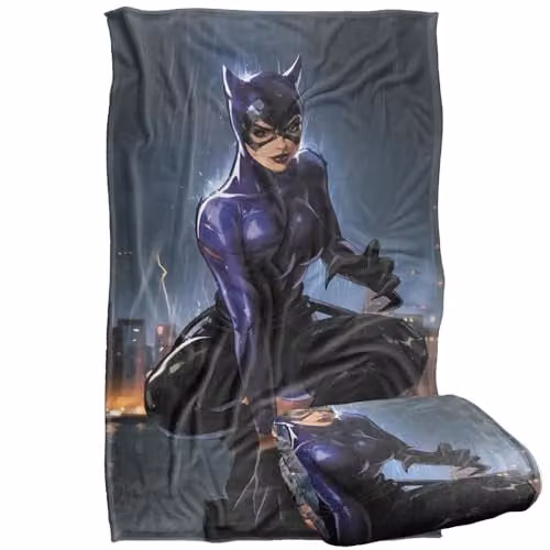 LOGOVISION Batman Catwoman Perch Super Soft Silky Touch Fleece Throw Blanket, Multicolour, W: 91.44 cm x L: 147 cm – 1