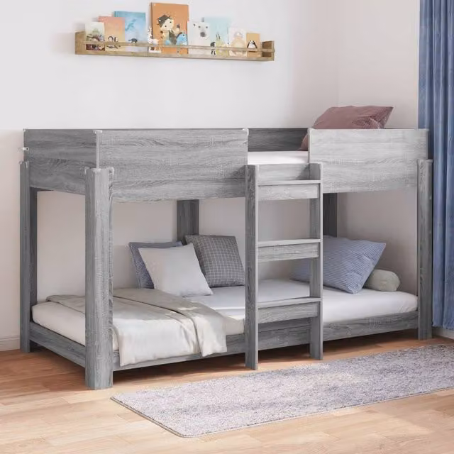 Berkfield Home Modern Two-Level Bunk Bed for Children in Grey, W/D/H: 90 x 200 cm