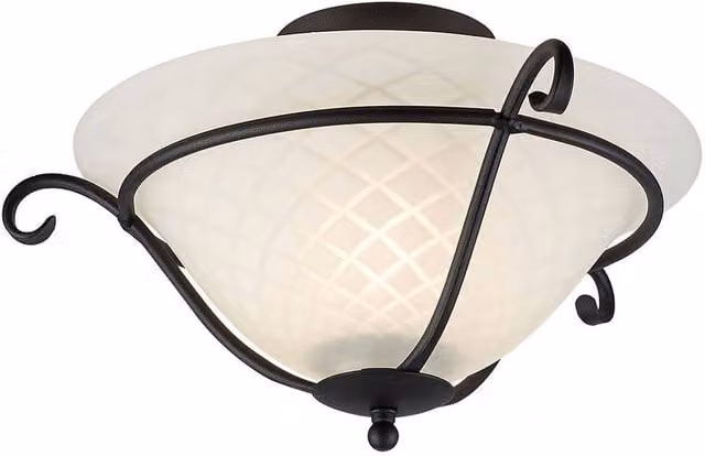 Elstead Torchiere 1 Light Flush Ceiling Light in Black with E27 Bulb Holder