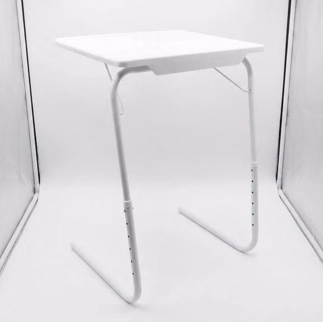 PAWNORA Height Adjustable Bed Desk Study Table with Tilting Top in White – 1