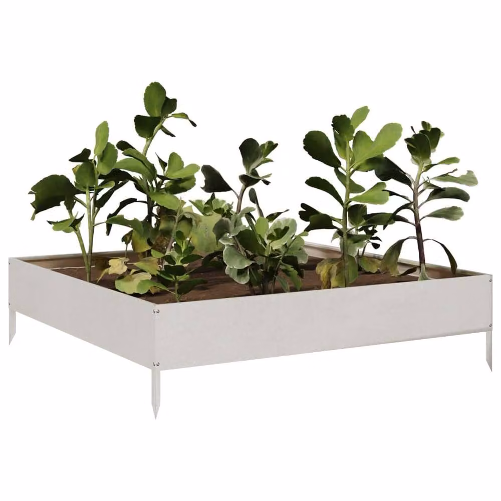 Berkfield Home Garden Stainless Steel Raised Bed in Silver, W/D/H: 100 x 100 x 26 cm – 3