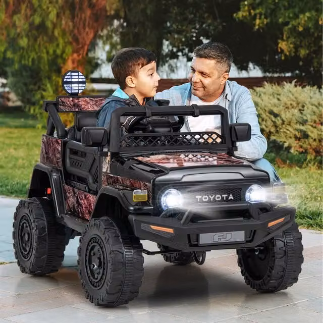 Costway Black Electric Ride On Toy Car with Brake and Rechargeable Battery
