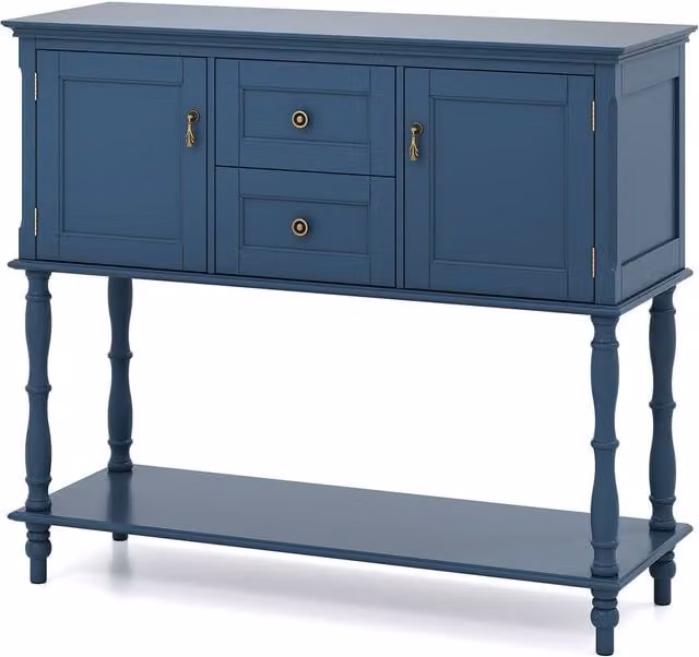 COSTWAY Vintage Blue Pine Wood Sofa Stand for Living Room and Hallway