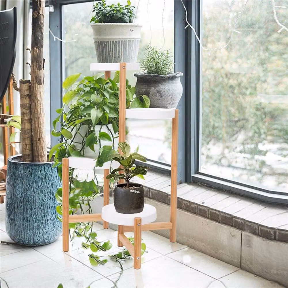 PAWNORA 4 Potted Tray Plant Stand in Natural Lacquered Bamboo – 2