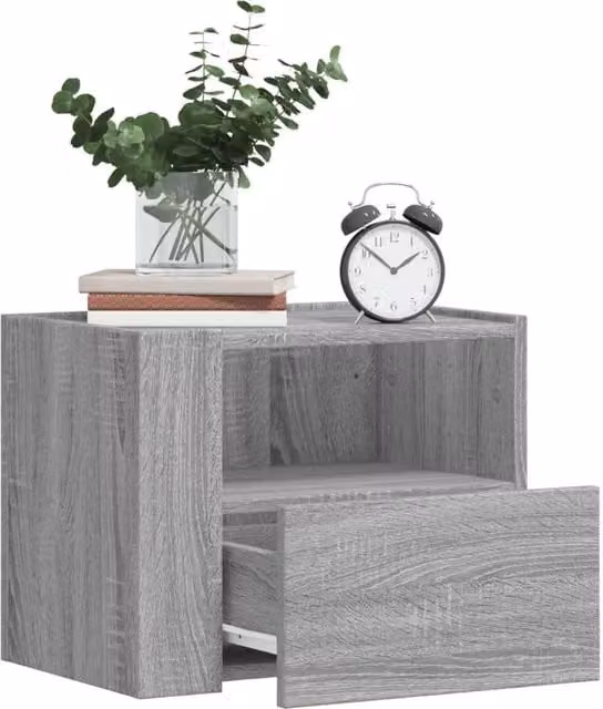 Berkfield Home Wall-mounted Bedside Cabinets, 2 Pack, Grey, W/D/H: 45 x 30 x 35 cm – 1