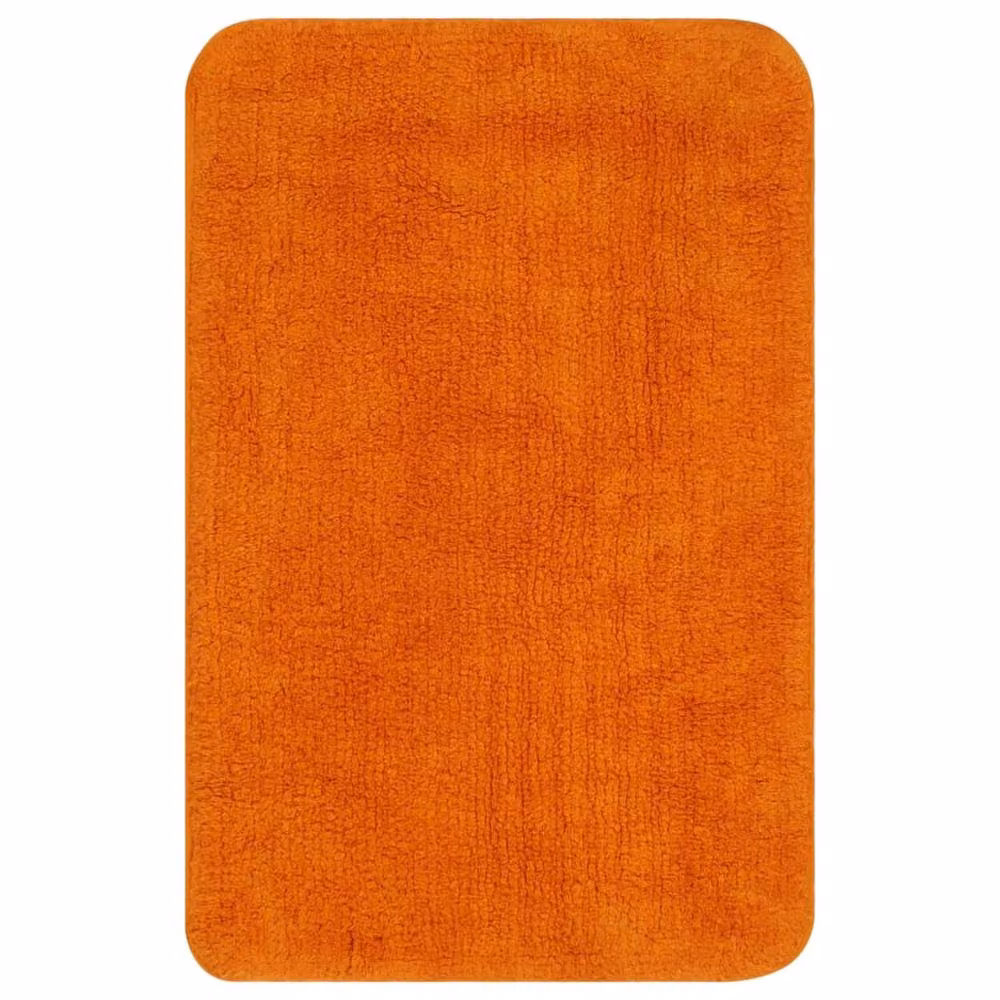 Berkfield Home 2 Piece Non-Slip Cotton Bathroom Mat and WC Pedestal Mat Set in Orange – 2