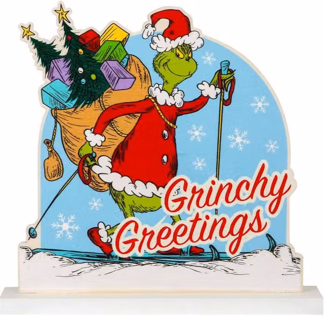 VFM e-Store Grinch 3D Christmas Tabletop Decoration, Green and Multicolour, W: 21.5 cm, H: 21.5 cm