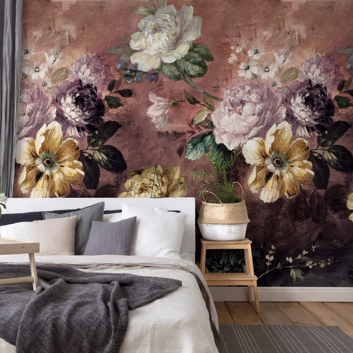 Grandeco Purple Floral Botanical Vinyl Mural Wallpaper, W: 159 cm, H: 280 cm – 4