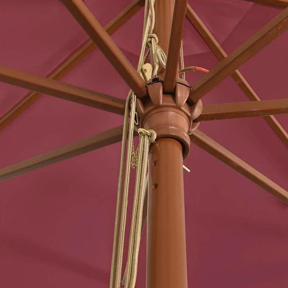 Berkfield Home Garden Parasol with Wooden Pole, Bordeaux Red, W: 400 cm, H: 273 cm – 3