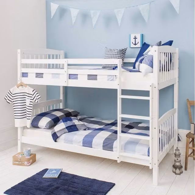 Nöa and Nani Brighton White Solid Wood Bunk Bed with 2 Single Beds (90 x 190 cm)