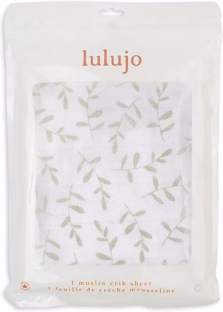 Lulujo Cotton Fitted Cot Sheet Greenery Multicolour W/D/H: 140 x 70 x 135 cm
