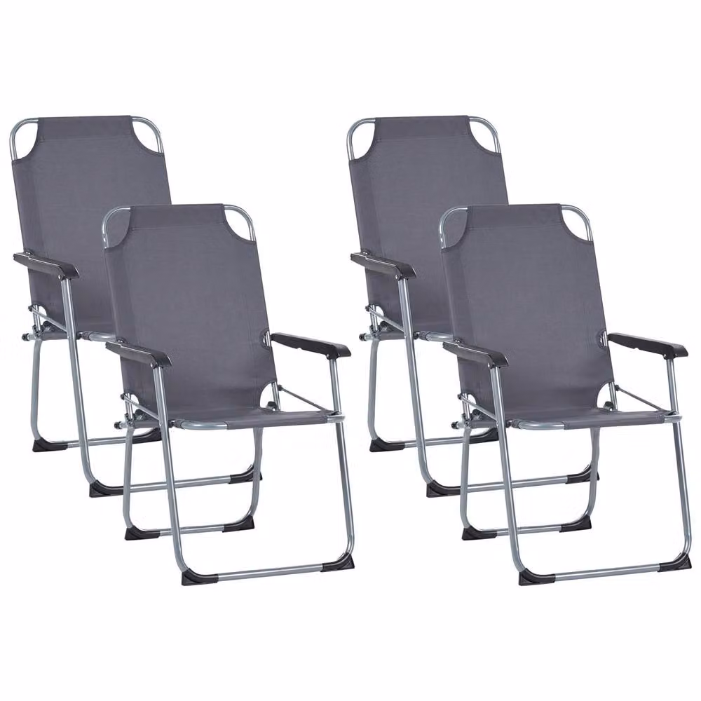 Wyld and Coco Set of 4 Grey Powder-Coated Steel Folding Mesh Garden Chairs – 2