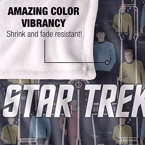 Trevco Star Trek Enterprise Crew Super Soft Fleece Throw Blanket, White, W/D/H: 152 x 127 cm – 3