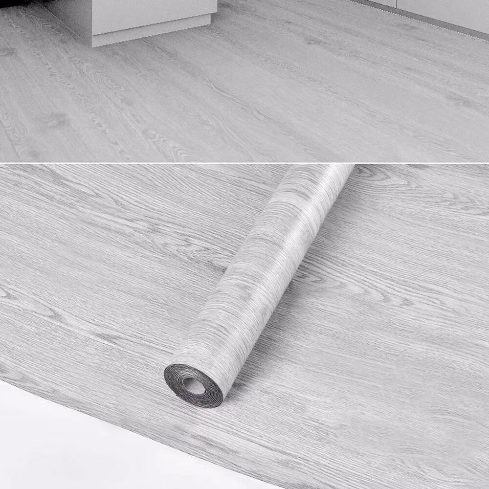 SPETLEK Self Adhesive Wood Effect Vinyl Wallpaper in Light Grey, 0.6m2 – 2