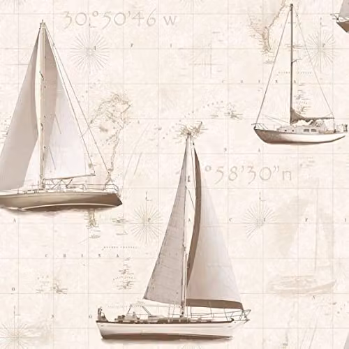 Galerie Global Fusion Beige Boats and Yachts Maritime Landscape Wallpaper – 1
