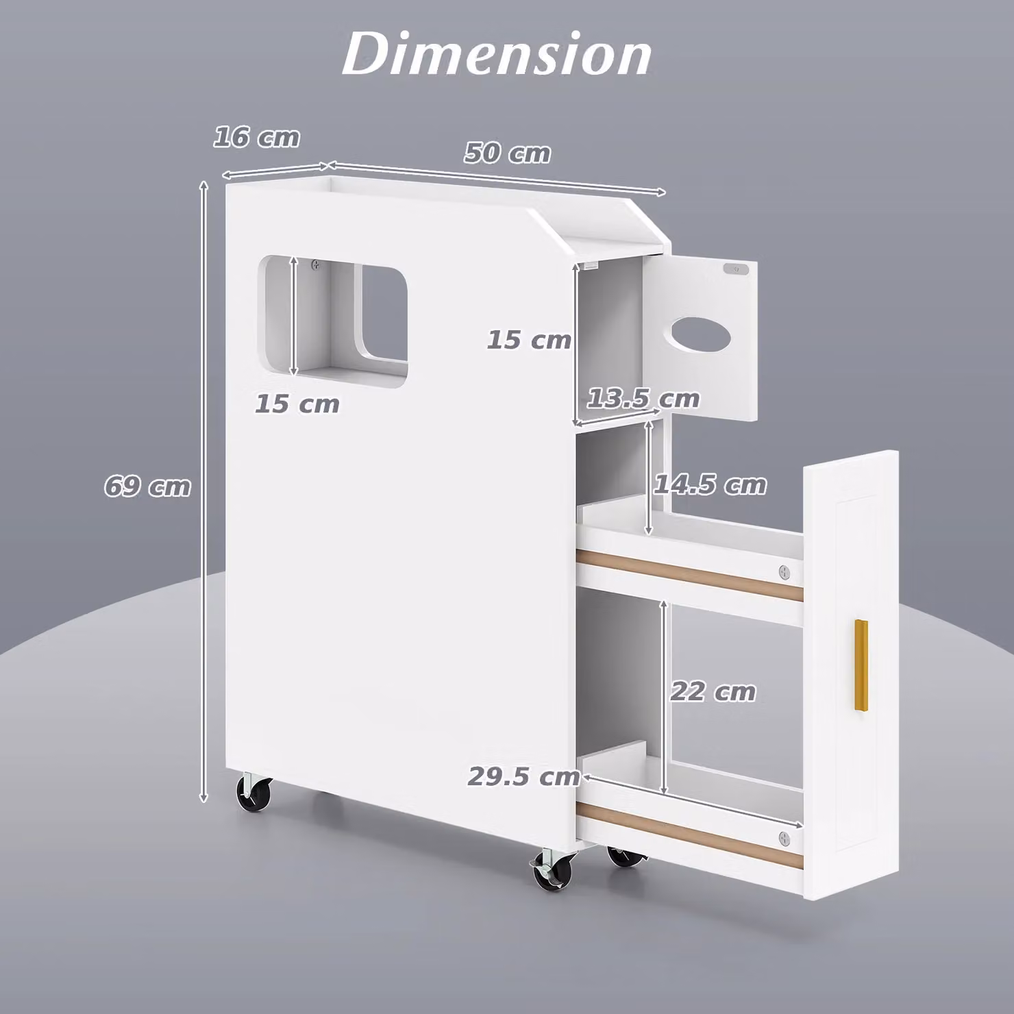 Costway Slim White Bathroom Storage Cabinet with Internal Shelves and Hinged Doors – 2
