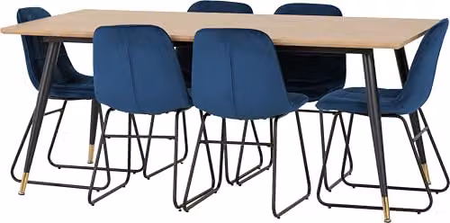 Seconique Hamilton Dining Set with 6 Lukas Blue Chairs, W: 180 cm – 3
