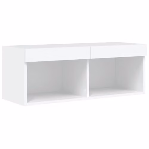 vidaXL Modern White TV Cabinet with LED Lights W/D/H: 80 x 30 x 30 cm