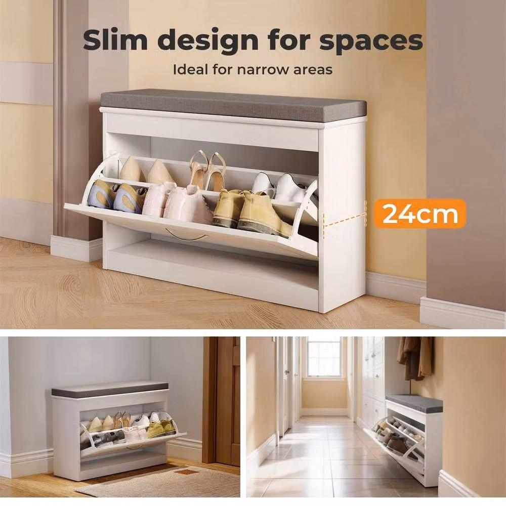 Kelvenix White Modern Shoe Storage Cabinet and Hallway Organiser W/D/H: 100 x 100 x 100 cm – 3