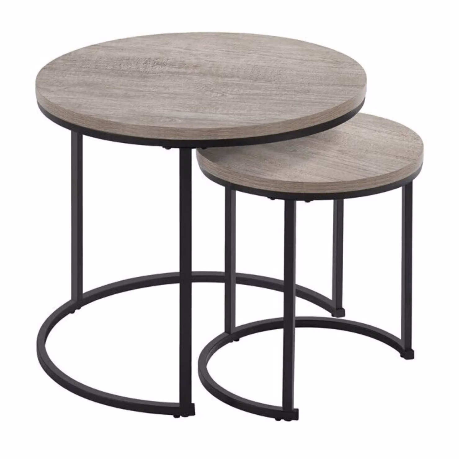 Rafaelo Mobilia Set of 2 Round Nesting Tables in Grey and Black – 2