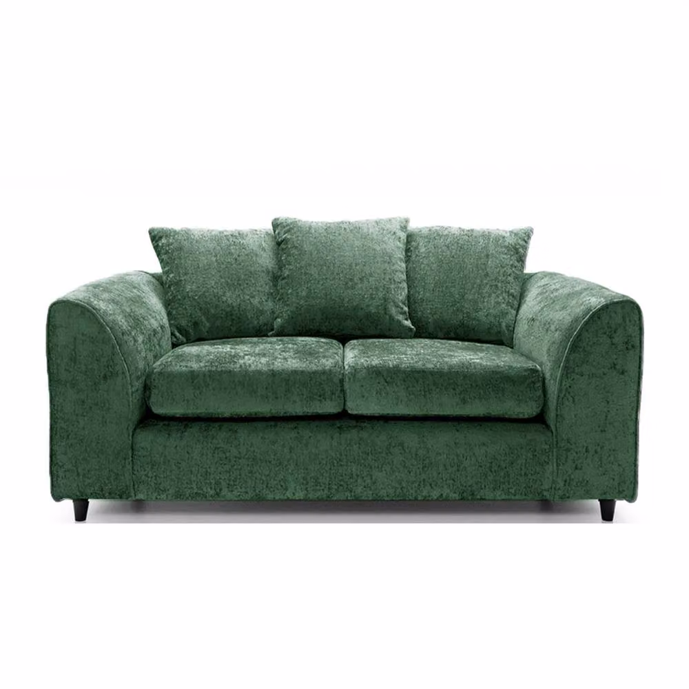 Furnishings For Less UK Monaco Chenille Fabric 3 Piece Sofa Suite in Green with 3 Seater, 2 Seater and Armchair – 2