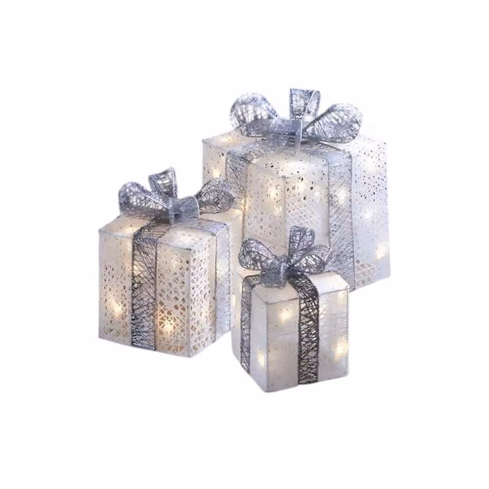 Garden Greatness Set of 3 LED Wonderland Parcels in White – 2
