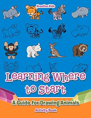 Kreative Kids Learning Where to Start: A Guide for Drawing Animals Activity Book, Multicolour, W: 27.94 cm, H: 21.59 cm