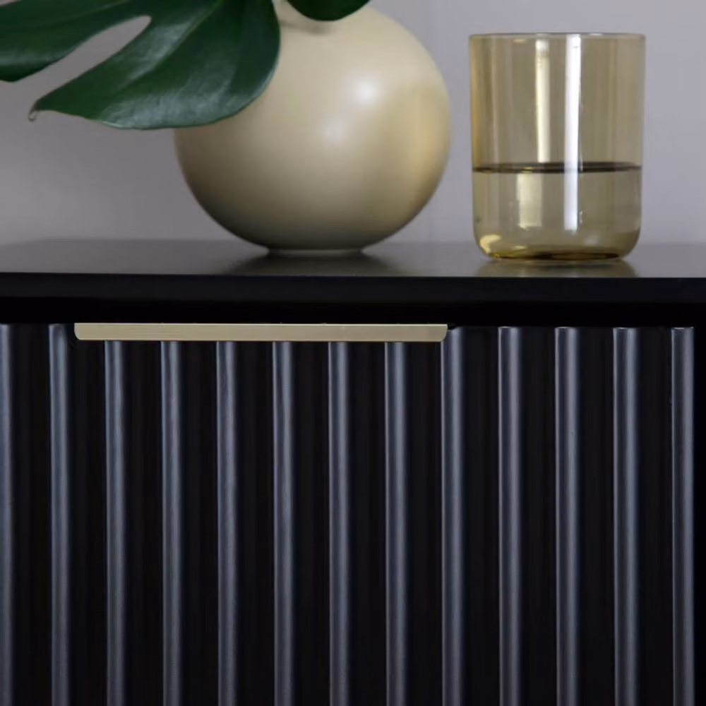 Home Garden Direct Monza 2 Drawer Bedside Table with Fluted Front in Black – 2