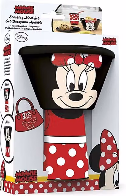 Disney Minnie Mouse 3-Piece Stackable Childrens Meal Set, Multicolour