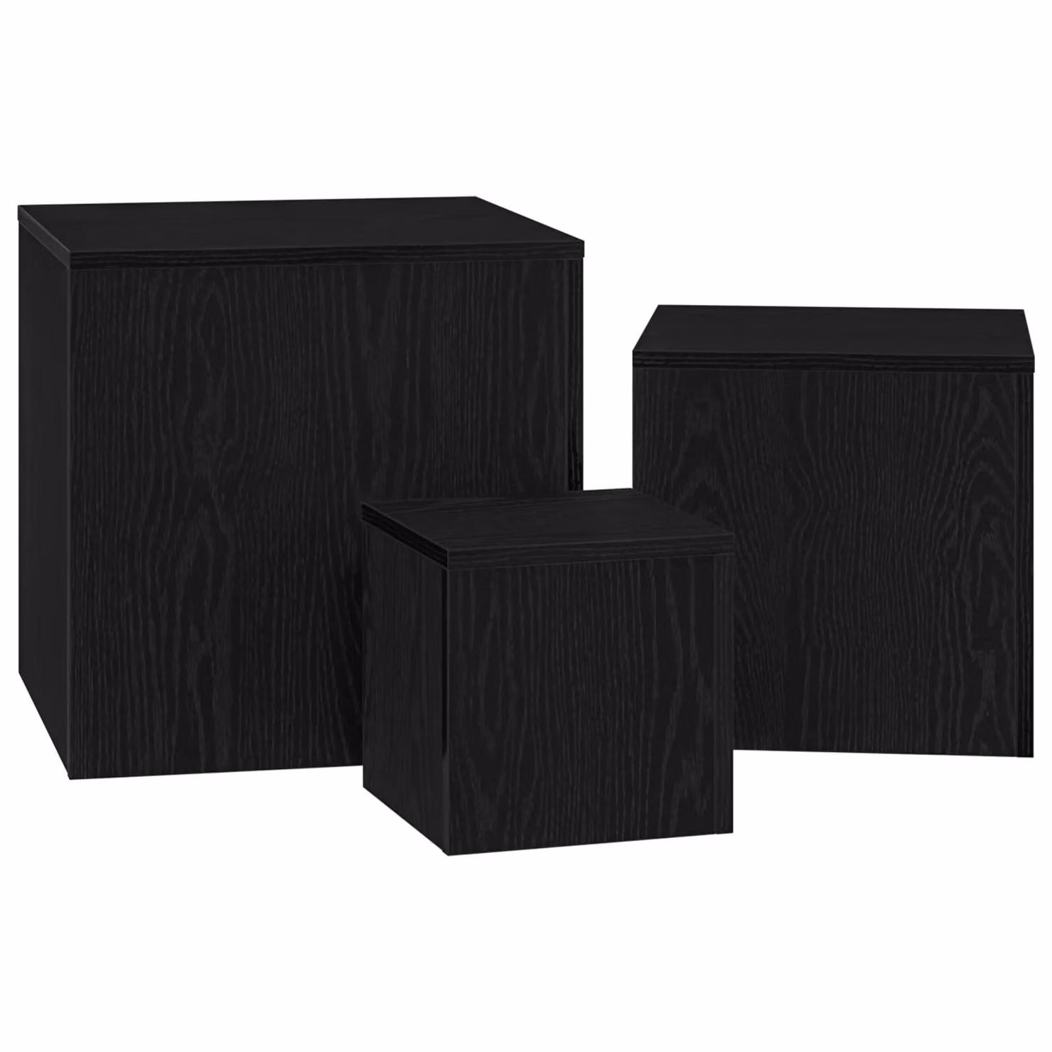 Berkfield Home 3 Piece Stackable Side Table Set in Black Oak Engineered Wood – 4