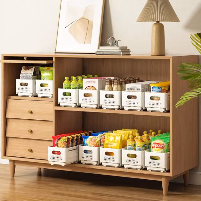 Livingandhome Foldable and Expandable Plastic Storage Bin Box in White