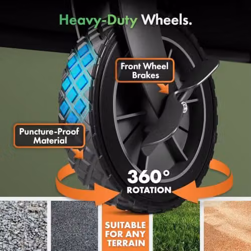 VonHaus Festival Cart on Wheels - Foldable Portable 120L Garden Trolley in Grey and Black – 3