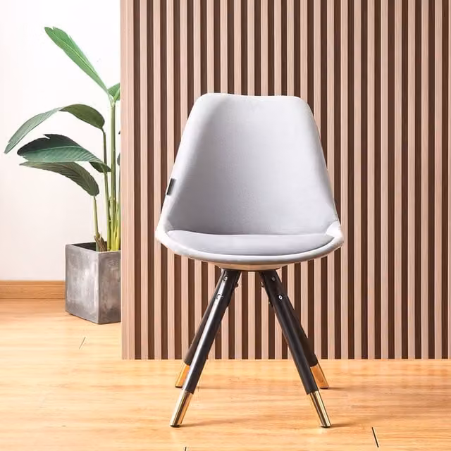Life Interiors Sofia Ergonomic Modern Dining Chair Upholstered in Light Grey Velvet with Gold Metal Legs
