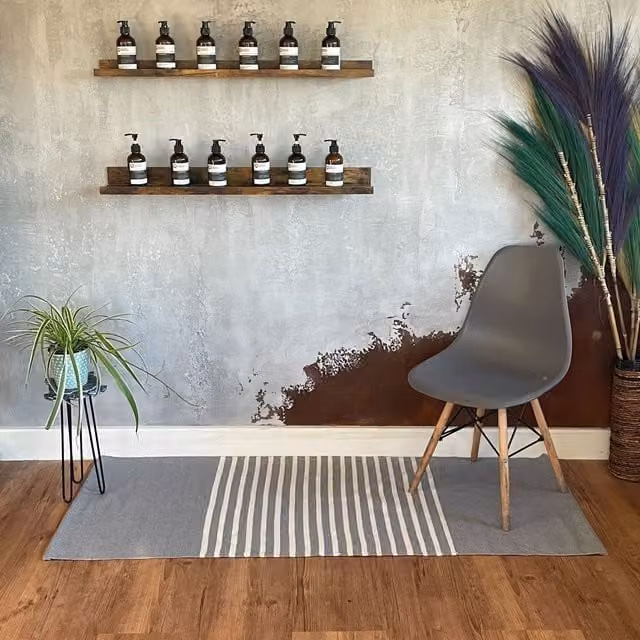 KDMK Grey Woven Cotton Rectangular Rug for Hallway or Bathroom