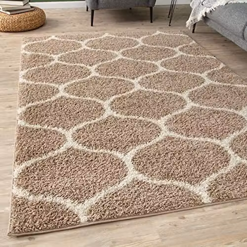 THE RUGS Moroccan Shaggy Area Rug in Beige, W: 80 cm, D: 150 cm, H: 3 cm – 1