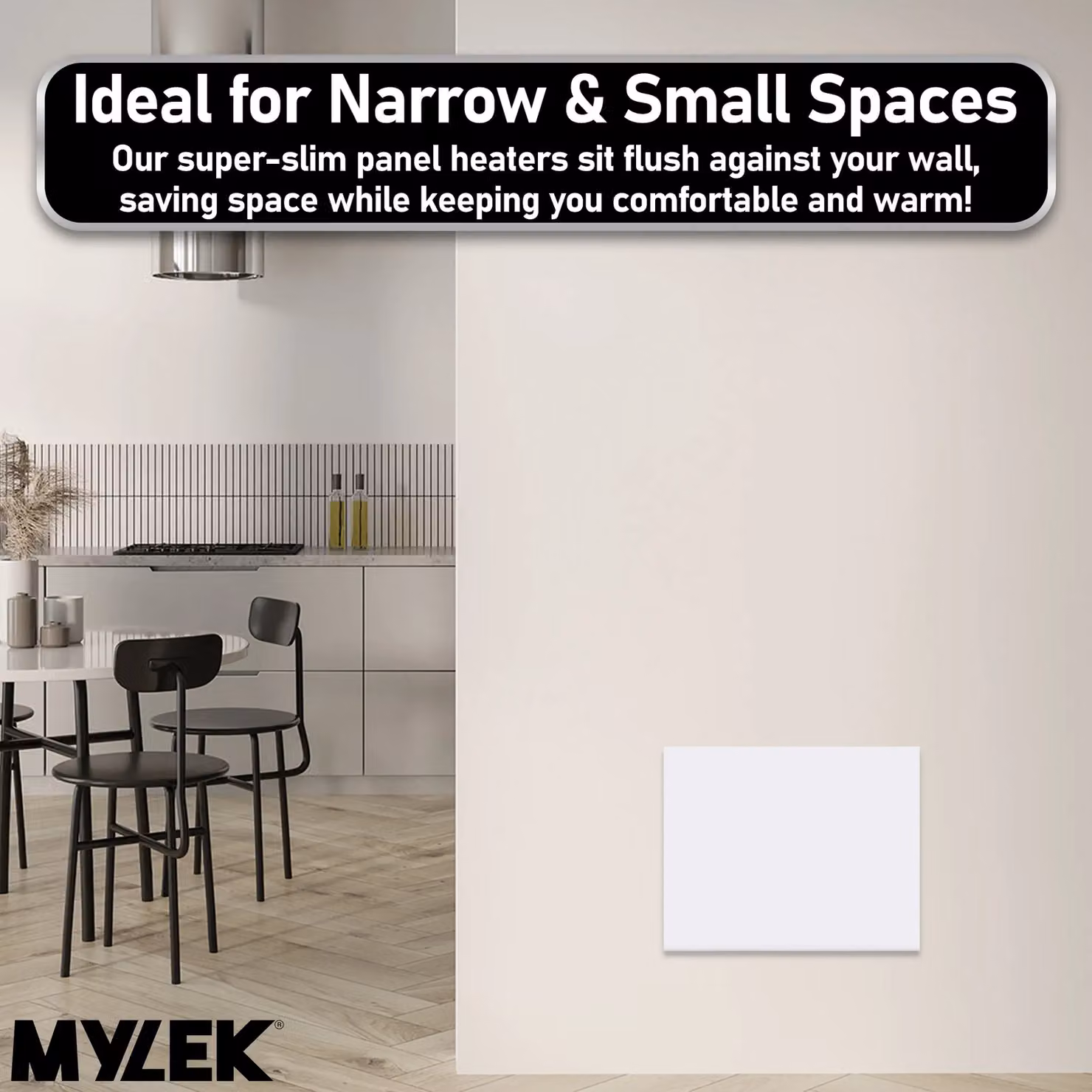 MYLEK Ultra Slim 500W Electric Panel Convector Heater with 24/7 Timer and Thermostat, White – 4