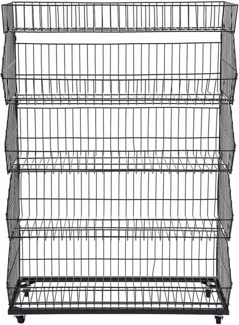 VOGREX Black 5 Tier Metal Retail Display Rack for Fruit, Vegetables and Snacks – 1