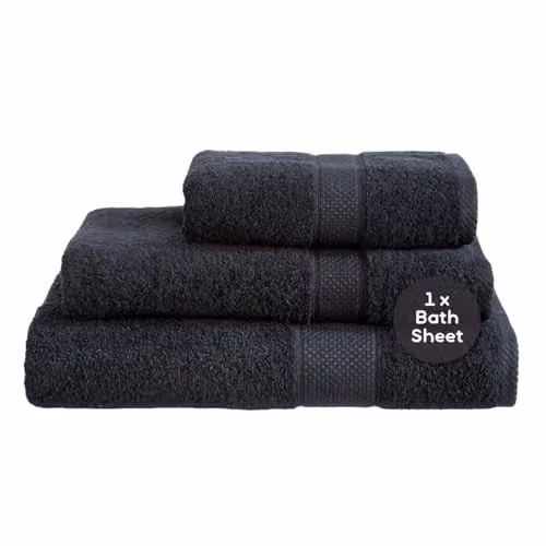 Linens Limited Black Turkish Cotton Bath Sheets, Soft and Super Absorbent Large Towels