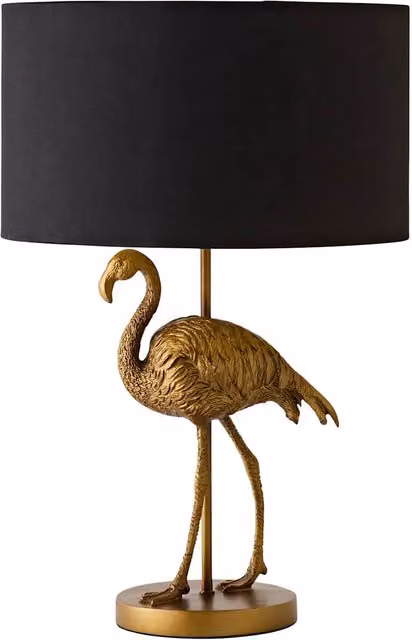 Flo Flamingo Brushed Bronze Table Lamp in Black and Gold/Brass