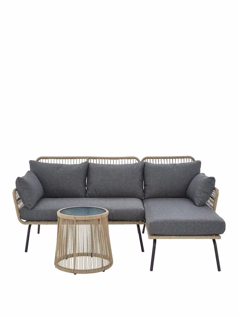 Cheap Furniture Warehouse Monaco Right Facing L-Shape Corner Chaise Grey Rattan Outdoor Seating with Cushions