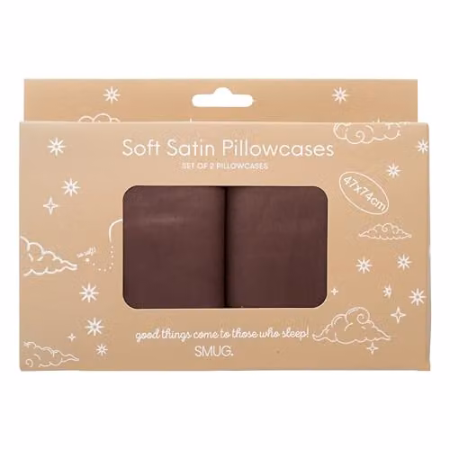 SMUG 2 Pack Mako Satin Pillowcases in Brown with Envelope Closure – 2